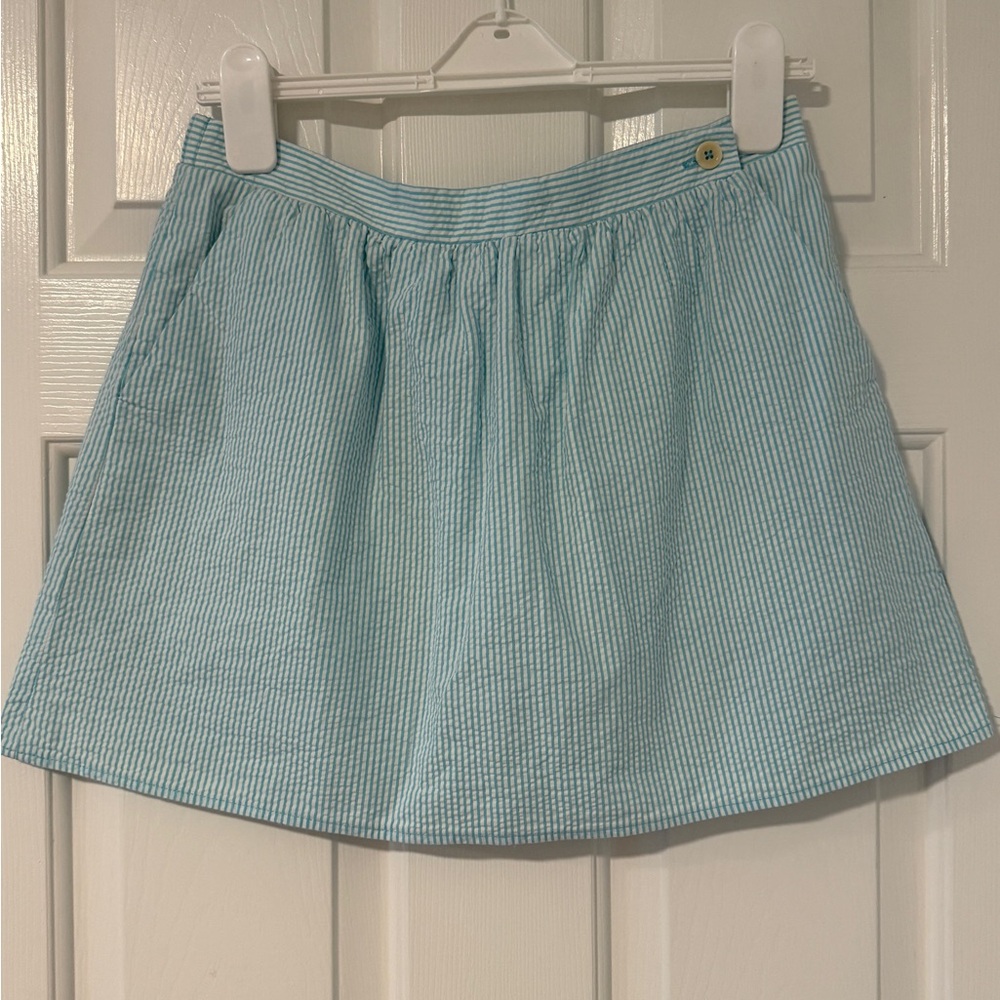 Lilly Pulitzer Light Blue A-Line Seersucker Skirt